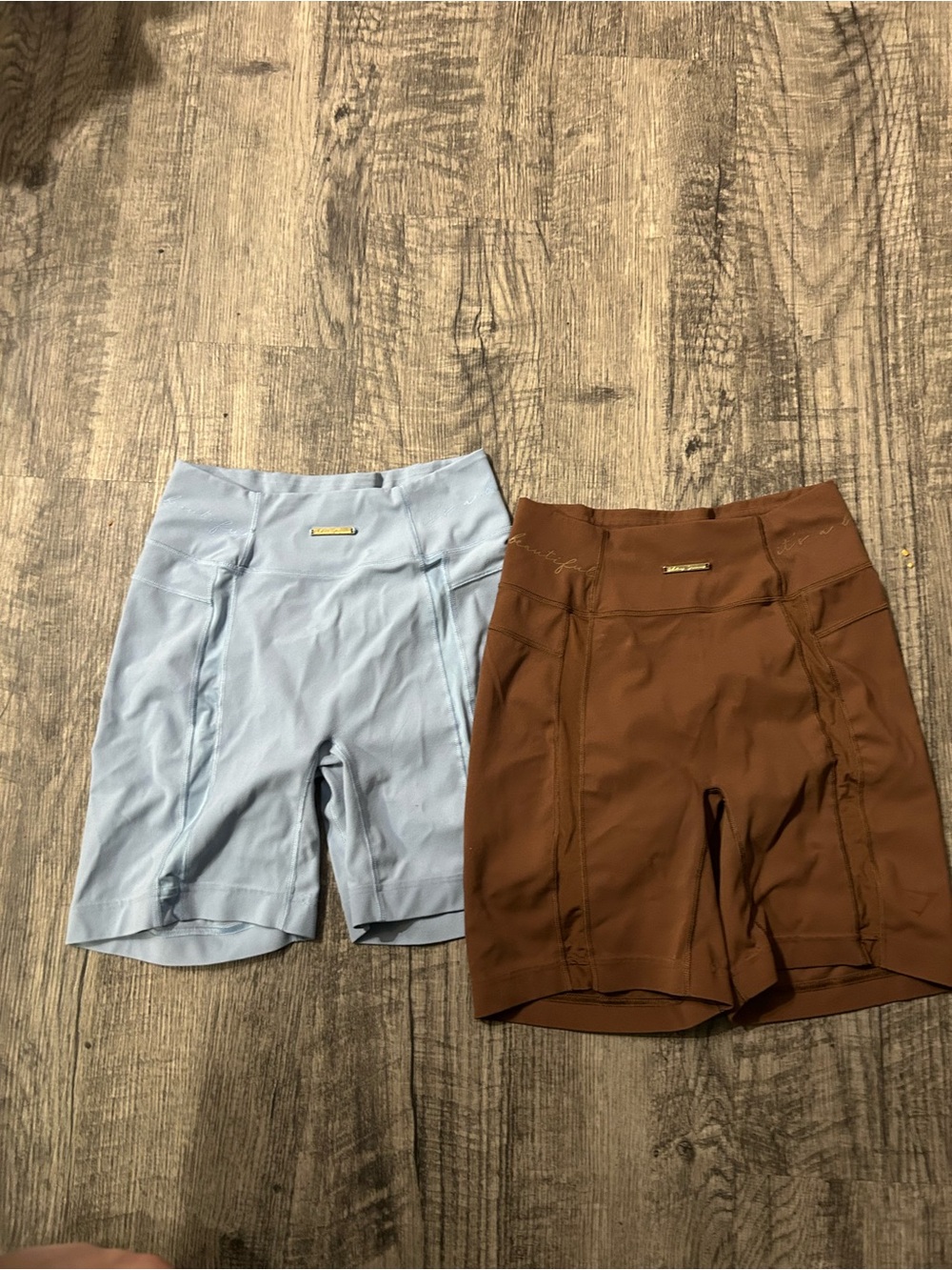 Gymshark Whitney Simmons Bundle Light Blue and Brown High-Rise Bike Shorts